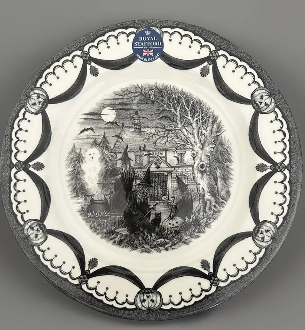 1 Royal Stafford Halloween Spookyville Witches Coven 11” Dinner Plates New Tag